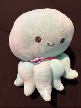 Cute Light Blue Octopus Plush Toy with Ribbon Accent